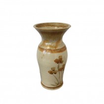 (52571092)VASE-Two-Toned Beige w|Floral Decal
