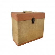 (59100013)VINYL RECORD CARRIER-Vintage Beige Record Holder w|Lock