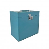 (59100014)VINYL RECORD CARRIER-Vintage Blue Record Holder w|Lock