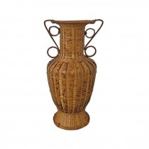 (52571095)VASE-Vintage Wicker Handled Basket Vase