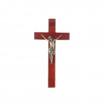 (52730091)WALL HANGING-Wooden Crucifix w|Pewter Jesus in Stigmata