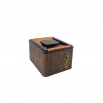 (25320145)CANISTER w|LID-Vintage Short Faux Wood Tin w|Floral Decor