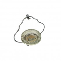 (52020070)ASHTRAY-MCM Glass Ashtray w|Silver Caddy