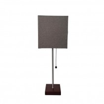 (60073145)TABLE LAMP-Thin Chrome Stand w|Mahogany Square Base