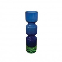 (52571097)VASE-Modern Geometric Blue Vase w|Green Bottom