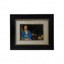 (52200466)PICTURE FRAME-Wall Hanging Black Wood Frame w|Pewter Detailing