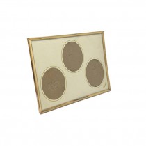 (52200472)PICTURE FRAME-3 Oval Picture Collage in Brass Frame