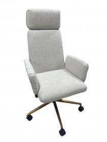 OFFICE CHAIR-Upholstered Cream Swivel
