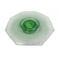 CAKE STAND-GRN-8SIDE-DEPR GLSS