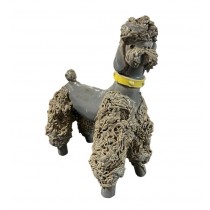 FIGURINE-Gray Porcelain Poodle w/Yellow Collar