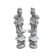 FIGURINE-ORIENTAL WHT LOTUS