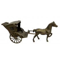 FIGURINE-BRASS HORSE/CARRIAGE