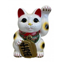 STATUE-14H-ASIAN KITTY-WHT-GLD