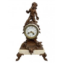 CLOCK-MANTEL 16"COPPER&WH MARB