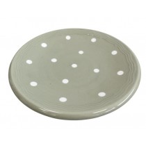 CAKE STAND-MED-GRN W/WHT DOTS