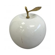 SCULPTURE-Large White Apple w/Gold Leaf