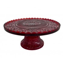 CAKE STAND-11.75" D-Red Glass Pedestal
