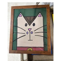 (8521PJ60)Martini Nose Cat |Gucci Colors | Brown Wood Frame