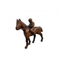 SCULPT-BRONZE JOCKEY ON HORSE FIGURINE