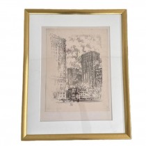 (85210791) CityScape Pencil Sketch 1 | Gold Frame