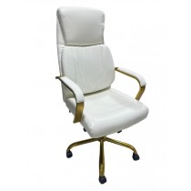 OFFICE CHAIR-Executive White/Gold Swivel