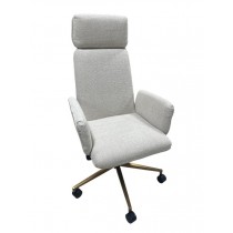 OFFICE CHAIR-Upholstered Cream Swivel