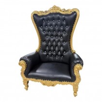 (40030669)Black Throne Chair W/Gold Frame