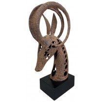 SCULPTURE-Metal Antelope On Platform