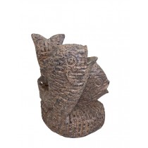 SCULPTURE-Double Koi Fish On Pedestal