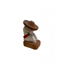 FIGURINE-Mexican Carved Wood Resting Man 3"