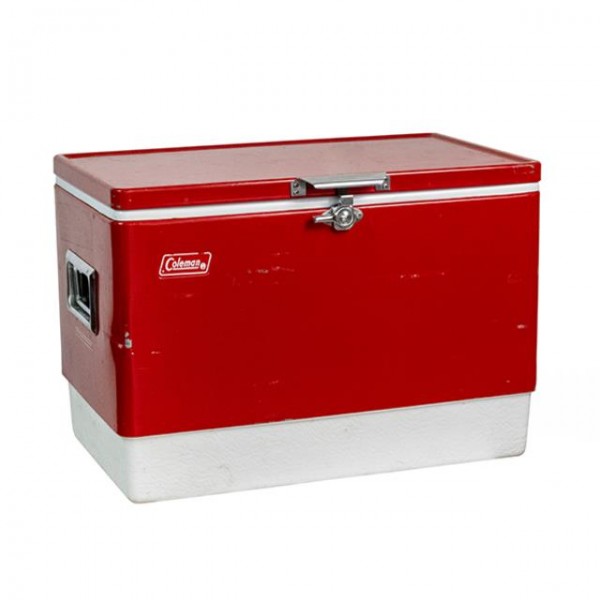 VINTAGE COLEMAN COOLER Medium Red White propNspoon