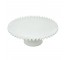 CAKE STAND-Round Milk Glass W/Crinkled Edge