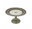 CAKE STAND-White Pocelain W/Black Rim & Gold Garland