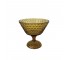 (23070006)CANDY DISH-Amber Dimpled Glass on Pedestal
