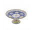 COMPOTE DISH-Metal W/Navy Asian Design