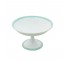 COMPOTE DISH-White Bone China W/Baby Blue Ring & Silver Accents