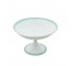 COMPOTE DISH-White Bone China W/Baby Blue Ring & Silver Accents