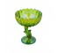 COMPOTE-Green Carnival Glass/Body a Petal Bloom/Base is the Stem