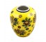 GINGER JAR-Yellow Background with Red,Blue, & Green Flowers