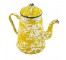 COFFEE POT-Vintage Enamelware Yellow & White Swirl