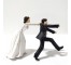 WEDDING CAKE TOPPER-Man Running Away & Bride Pulling Him Back