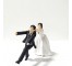 WEDDING CAKE TOPPER-Man Running Away & Bride Pulling Him Back