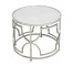 SIDE TABLE-Round Chrome Cutout Frame W/Mirror Top