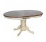 DINING TABLE-Round Pedestal Base-White W/Natural Top