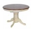 DINING TABLE-Round Pedestal Base-White W/Natural Top