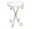 END TABLE-Greek Key Silver Frame W/Glass Top