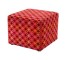 OTTOMAN-23SQ-RED W/ORANGE CIRC