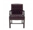 OFFICE CHAIR-Traditional Arm/Burgundy Tufted Leather W/Wood Frame