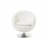 CHAIR-White Ball Chair W/Chrome Ped Base