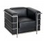CHAIR-CLUB-BLACK LEATHER-3 BAR CORBU